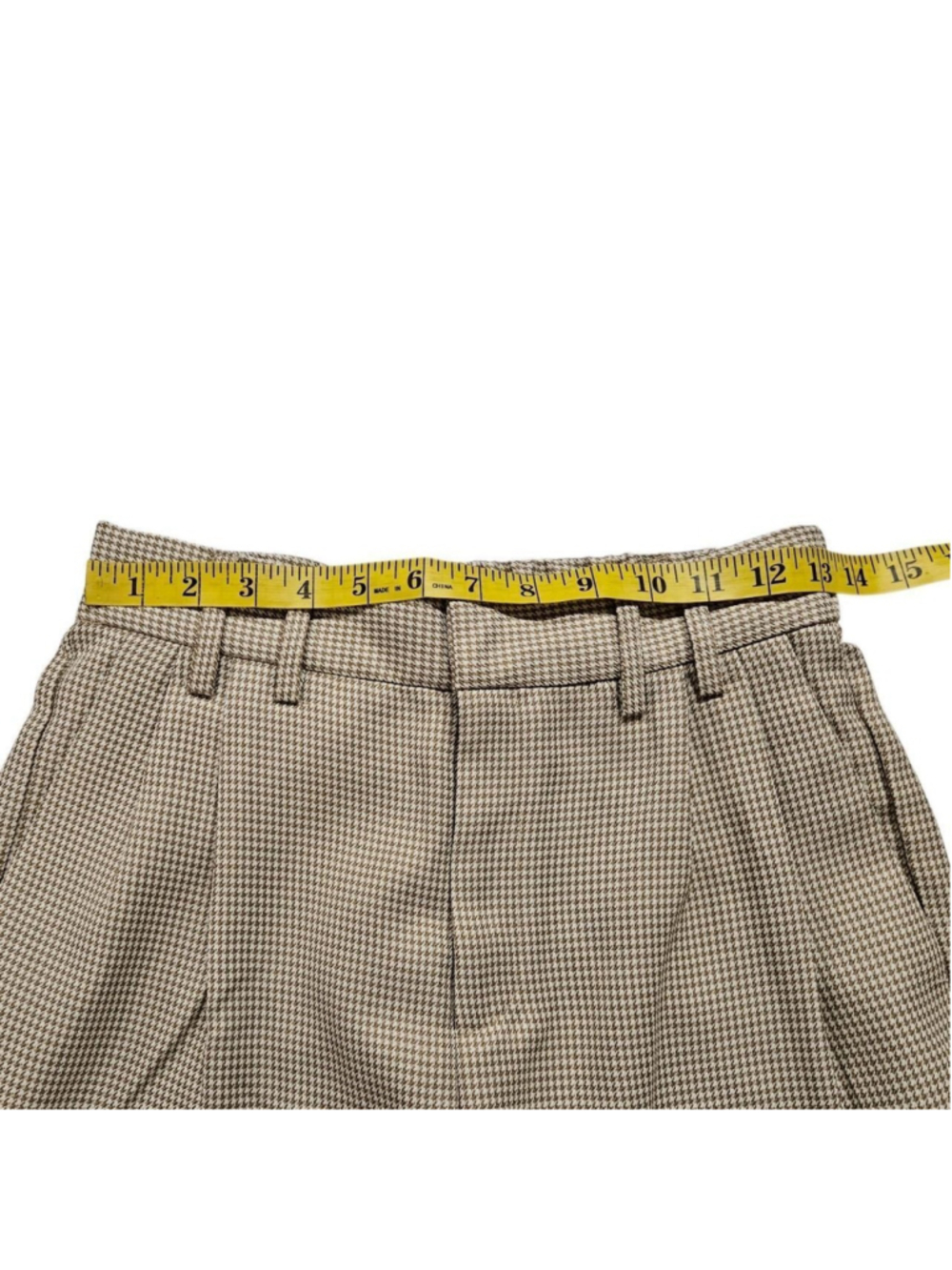 Steve Madden Janey Pleated Trousers in Khaki Houndstooth Size 2 NWT - Picture 6 of 8